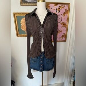 CAbi Y2K Zipper Shirt